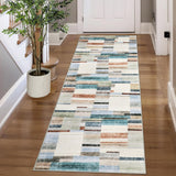 Garvee 2' x 6' Distressed Patchwork Runner Rug, Washable Non-Slip Soft Low-Pile Geometric Rug for Hallway, Kitchen & Entryway, Colorful - Colorful