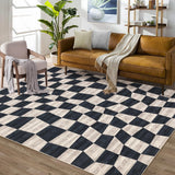 Garvee Area Rug 10x13 Washable Brown Vintage Traditional Mat Indoor Foldable Thin Retro Accent Floral Non Slip Carpet for Living Room Dining Room Office Dark Blue - Dark Blue