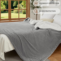 Garvee Electric Heated Blanket King Size with Dual Controllers, Fast Heating Throw with 4 Adjustable Heat Levels, Soft Waffle Embossed, Machine Washable, 90"x100" Grey