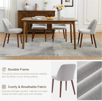 Garvee Set of 2 Mid-Century Modern Fabric Upholstered Dining Chairs with Padded and Solid Wood Legs, Grey