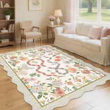 Garvee Living Room Rug 5x7 Machine Washable Floral Low Pile Non-Slip Beige Snake Print for Bedroom Dining Room Kids Room - Beige