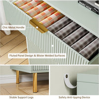 Garvee Green Dresser, Modern 6 Drawer Dresser for Bedroom with Gold Handle and Large Drawer, Wood Double Chest of Drawers and Storage Organizer for Living Room, Hallway, Entryway