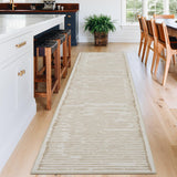 Garvee Runner Rug 2x6 Modern Stripe Carpet for Hallway Beige Soft Non Slip Low Pile Machine Washable - Beige