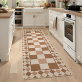 Garvee 2' x 6' Easy Jute Indoor Outdoor Runner Rug, Washable Non-Slip Low-Pile Checkerboard Rug for Hallway, Kitchen, Entryway & Patio, Beige & Natural - Beige & Natural