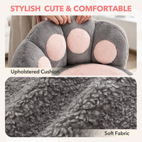Garvee Cute Cat Paw Vanity Chair – Armless Rolling Desk Chair, Adjustable Height, Swivel Stuffed Fabric Seat, Comfortable Lumbar Support, Kids Room or Bedroom, Color: Gray + Pink