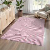 Garvee Washable Rug 5x7 Area Rugs Non Slip Soft Rainbow Abstract Carpet for Living Room Bedroom Dining Room Pink - Pink