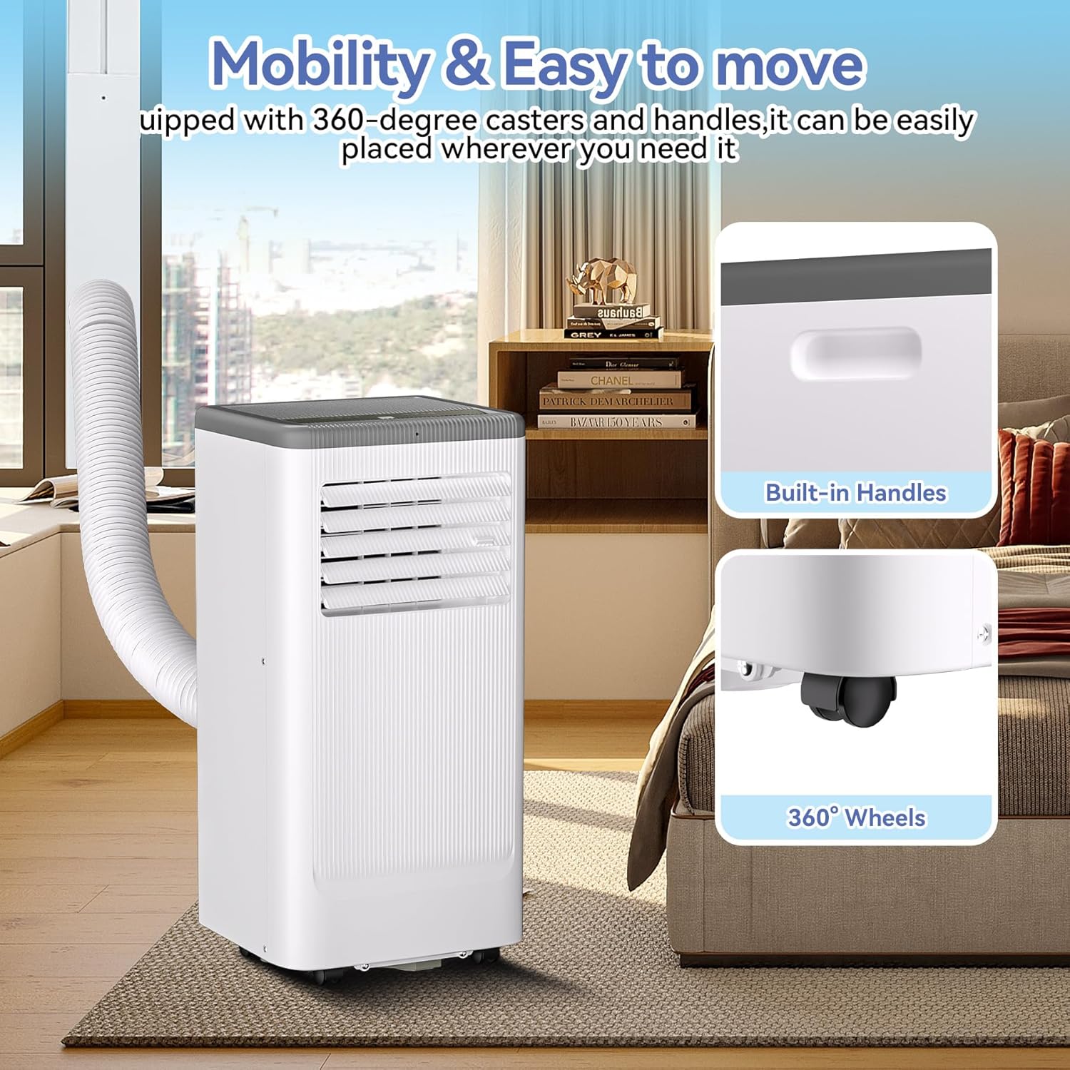 Garvee 8,000 BTU Portable Air Conditioner Up to 350 Sq.Ft, 3-In-1 Portable AC Unit with Cool/Fan/Dehumidifier, Room Air Conditioner with Remote Control, Full Window Kit, White
