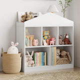 Garvee Toy Storage Organizer 5-Cubby Kids Bookshelf White Bookcase Toddlers Playhouse Cabinet Shelf for Boys Girls Wooden Cubby Storage Toy Shelf for Playroom, Nursery, Kids Room