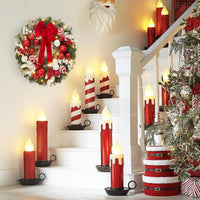 Garvee Pre-Lit Christmas Wreath for Front Door, 24 Inch Large Lighted Wreath with Xmas Balls, Red Bow & Berries, Battery Operated Christmas Wreath for Fireplace Window Wall Xmas Decoration, Red