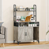 Garvee Hidden Cat Litter Box Enclosure Furniture with Shelf Storage,Litter Box Furniture,Sturdy Cat Washroom,Indoor Wooden Cat House Storage, Grey - Grey