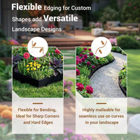 Garvee Metal Garden Edging 40" x 6" (8 Pack) – Bendable Heavy-Duty Galvanized Steel Landscape Border with Hammer-In Stakes, Rustproof for Lawn, Flower Beds & Pathways