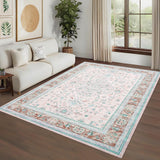 Garvee Washable Large 10x13 Rug Non Slip Soft Oriental Rug for Living Room Bedroom Girl Room Office Pink Ultra Thin Foldable - Pink