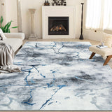 Garvee Modern Abstract Area Rug 6x9 Living Room Rug Washable Anti Slip Backing Marble Design Throw Rug Foldable Ultra Soft Thin Accent Carpet for Bedroom Dining Room Office, Blue - Blue