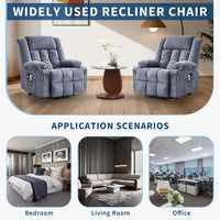 Garvee Oversized Power Lift Recliner Chair with Massage and Heat for Elderly Adults, Overstuffed Wide Lazy Boy Single Sofa Seat with Side Pockets, Cup Holders, USB Charging, Remote Control, Blue
