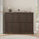 Garvee Shoe Cabinet With 4 Flip Drawers, Adjustable Shelves, Narrow Storage Organizer For Entryway, 47.2"W x 10"D x 35.6"H, Black Walnut