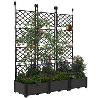 Garvee 3-Pack PP Planter Boxes with Trellis, 48.8" x 16.2" X 63" Modular Red & Privacy Screen, Black