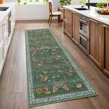 Garvee Mushroom Insect Rug 2x6 Runners for Hallways, Boho Kitchen Runner Rugs Non Slip Bath Runner, Modern Washable Runner Rug for Bedroom, Soft Long Rugs for Entryway Bathroom Laundry Dorm, Blue - Green