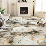 Garvee Washable Area Rug 5x7 Contemporary Abstract Rug for Bedroom with Non Slip Backing Low Pile Soft Marble Printed Floor Carpet Foldable Non-Shedding Throw Rug for Living Room Office, Brown - Brown