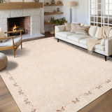 Garvee Bow Large Area Rug 10x14 Beige Non Slip Machine Washable Soft Low Pile Stain Resistant for Living Room Bedroom Dining Room - Beige