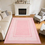 Garvee Area Rug 6x9, No Slip Washable Pink Checkered Pattern Rug for Living Room Bedroom Dining Room, Low-Pile Design - Pink