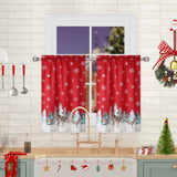 Garvee Christmas Kitchen Curtain 45 Inch Tier Curtains Window Treatment Rod Pocket for Home Decor 2 Panels for Bathroom, Living Room Christmas Decoration - Red