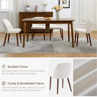 Garvee Set of 8 Mid-Century Modern Fabric Upholstered Dining Chairs with Padded and Solid Wood Legs, Beige