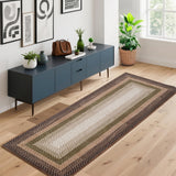 Garvee Printed Rug Braided Pattern Washable Runner 2x8 Non Slip Kitchen Hallway Rug Stain Resistant Low Pile - Moss Brown