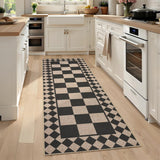 Garvee 2' x 6' Easy Jute Indoor Outdoor Runner Rug, Washable Non-Slip Low-Pile Checkerboard Rug for Hallway, Kitchen, Entryway & Patio, Black & Natural - Black & Natural