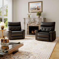 Garvee Recliner Chair for Adults, PU Leather Manual Recliner with Side Pocket, Lazy Chair with 1.5X Sponge Comfort Arm and Back for Living Room, Bedroom, Black