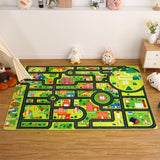 Garvee Area Rug 5x7 Road Rug for Kids Toddler Classroom Car Street Traffic Carpet Kids Bedroom Rug Super Soft Non Slip Kids Rug for Kids Bedroom Nursery Playroom Classroom - Green