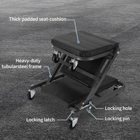 Garvee 36" Z-Creeper Seat On Wheels, Foldable Garage Mechanic Seat, 330 LBS Capacity, Black