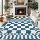 Garvee Blue And White Checkered Rug 6x9 Non-Slip Washable Low-Pile Area Rug For Living Room Bedroom Dining Room Modern Farmhouse - Navy Blue