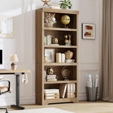 Garvee 5 Tier Bookshelf, 69" Tall Farmhouse Bookcase with Adjustable Shelves, 31.5" W Floor Standing Open Display Storage Rack with Anti-Slip Design for Home Office, Balcony, Library, Study / Living Room, Brown - Brown