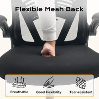 Garvee Ergonomic Office Chair, 300 LBS Capacity, High Back Mesh Desk Chair with Wheels, Flip-Up Armrests, Comfortable Lumbar Support Gaming Chairs for Home Office, Bedroom, Study, Black