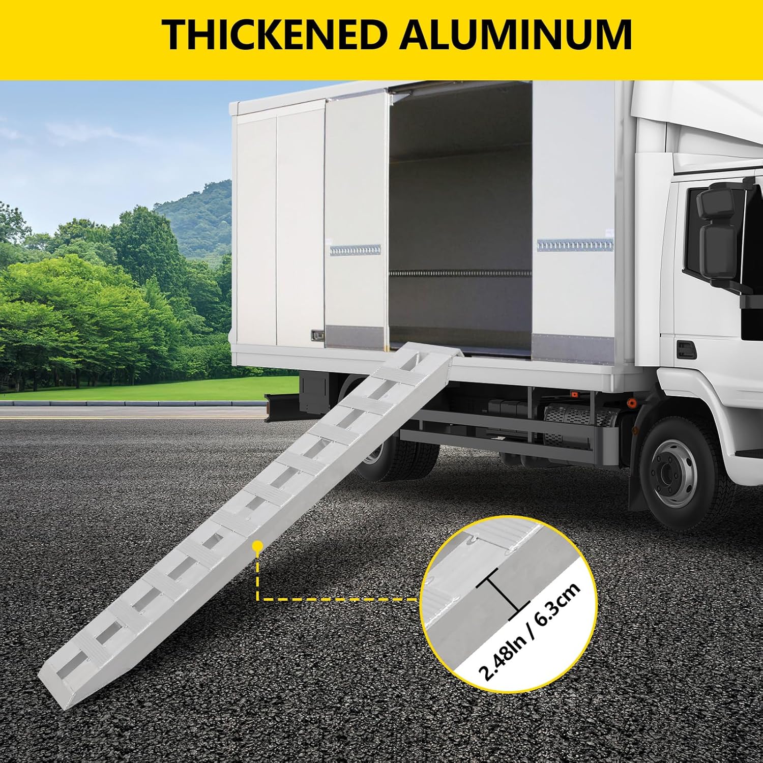 Garvee Aluminum Car Ramps 2-Pack Heavy-Duty Vehicle Ramps 6800 Lbs Capacity 72x15 in Silver