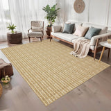 Garvee Modern Camel 8x10 Washable Area Rug – Low-Pile, Non-Slip, Non-Shedding Braided Solid Accent Carpet for Bedroom, Living Room, Apartment, or Cafe - Camel