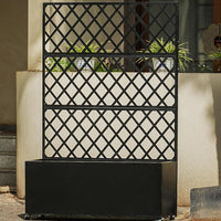 Garvee Galvanized Steel Raised Garden Bed with Trellis, Privacy Screen, Lockable Casters, Drainage Holes, Slim Profile for Patio & Deck