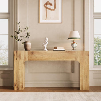 Garvee 63" Farmhouse Console Table Slim Wood Sofa Side Table Narrow Rustic Foyer Furniture for Living Rooms Hallways Apartments, Oak