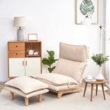 Garvee Accent Reclining Chair Foldable Lazy Recliner Adjustable Backrest Beige For Bedroom Office Living Room