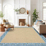 Garvee Area Rug 5x7 Washable Non Slip, Minimalist Floral Bordered Modern Bedroom Rugs Soft Low Pile Large Throw Carpet for Living Room Dining Room Aesthetic Home Decor Rug, Light Blue - Blue