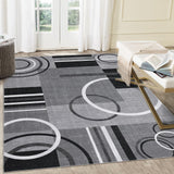 Garvee Modern Grey 5x7 Washable Area Rug Abstract Circles Non Slip Contemporary Soft Low Pile Accent Rug for Indoor Living Dining Room - Gray