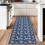 Garvee Rug Runner 2x6 Floral Washable Non Slip Stain Resistant Soft Carpet for Hallways Entryway Blue - Blue