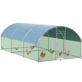 Garvee Large Metal Chicken Coop 9.2x18.7x6.5 Ft, Walk-in Poultry Cage Duck House with Waterproof Anti-Uv Cover Snowy Proof, Tri-Supporting Reinforced, Robust Wire Mesh, Galvanized Iron Pipes, for Farm Use - Silver