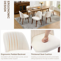 Garvee Set of 8 Mid-Century Modern Fabric Upholstered Dining Chairs with Padded and Solid Wood Legs, Beige