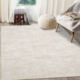 Garvee Solid Beige 8x10 Washable Rug for Living Room Non-Slip Modern Abstract Area Rug Stain Resistant Large Bedroom Rug Contemporary Accent Throw Floor Carpet Solid Rug for Dining Room Home Decor - Beige