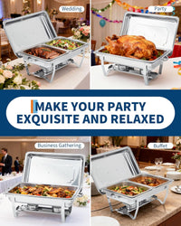 Garvee 4-Pack Stainless Steel Chafing Dish Buffet Set - 8QT Large Square Food Warmer for Catering, Weddings & Home Parties, Silver, 24.4x14x12 Inches