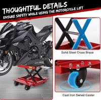 Garvee Motorcycle Lift Jack, 1200 lbs Scissor Jack with Wide Deck,  and Thickened 11.5mm Rubber Pad, Adjustable Height (6.3"-16.9") for ATVs, Dirt Bikes, Street Bikes, and Cruiser Bikes
