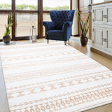 Garvee Geometric Area Rug Large 10x13 Washable Moroccan Retro Indoor Non-Slip Low Pile Beige - Beige