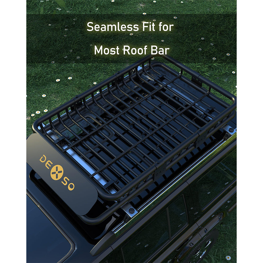 Garvee 84" x 39" x 6" Universal Roof Rack Basket - 200 lbs Capacity Heavy-Duty Rooftop Cargo Carrier with Extension for SUVs, Trucks, and Vehicles, Black