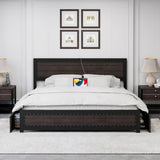 Garvee King Bed Frame With Headboard, Industrial Platform Bed Frame With 4 Storage Drawers and Charge Station, Strong Metal Slats Support, No Box Spring Needed, Noise Free, Easy Installation, Grey - Gray